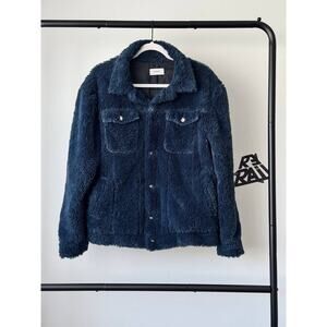 Rhude Faux Sherpa Trucker Navy Jacket